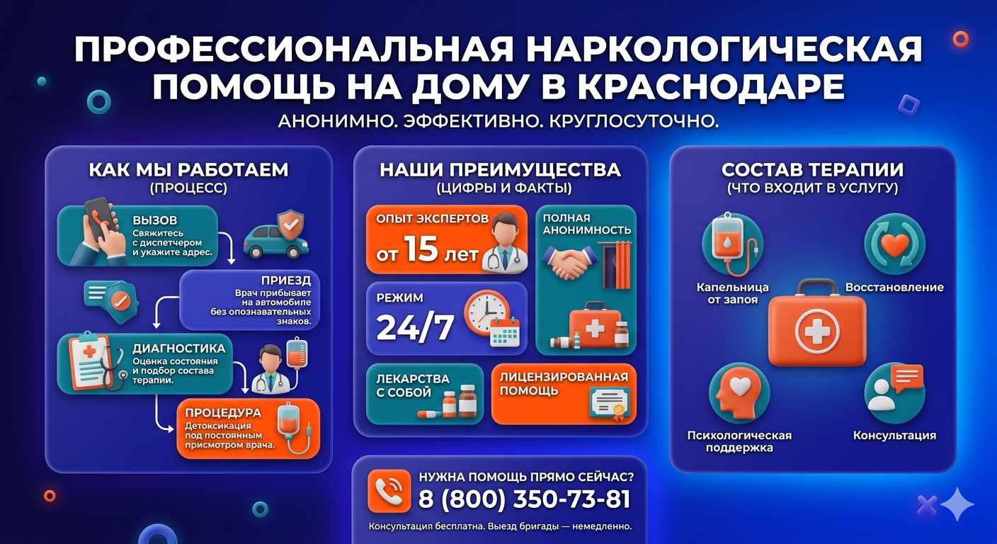 Инфографика о принципах лечения алкоголизма на дому в Староалейском: этапы вызова нарколога, преимущества анонимной детоксикации и состав медицинской помощи.